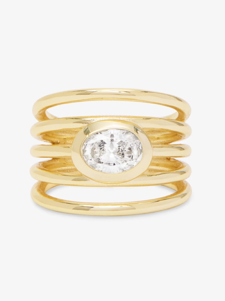 Melinda Maria Gold Stacked Ring With Brilliant Bezel-Set Simulated Diamond